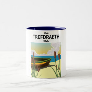 Caneca De Café Em Dois Tons Cartaz de viagem da costa de Trefdraeth