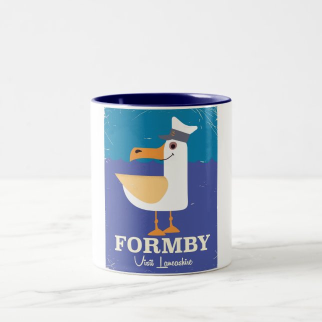 Caneca De Café Em Dois Tons Cartaz de viagem da gaivota de Fomby Lancashire (Centro)