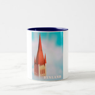 Caneca De Café Em Dois Tons cartaz de viagem da igreja da Finlândia