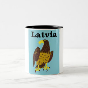 Caneca De Café Em Dois Tons Cartaz de viagem da Letônia.