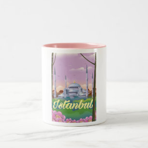 Caneca De Café Em Dois Tons cartaz de viagem da mesquita azul de istambul