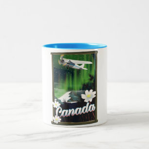 Caneca De Café Em Dois Tons cartaz de viagem da montanha do Canadá