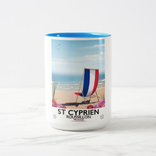 Caneca De Café Em Dois Tons cartaz de viagem da praia à beira-mar da França