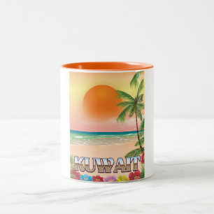 Caneca De Café Em Dois Tons cartaz de viagem da praia do kuwait