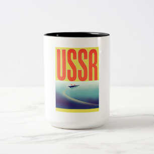 Caneca De Café Em Dois Tons Cartaz de viagem da URSS Soviética