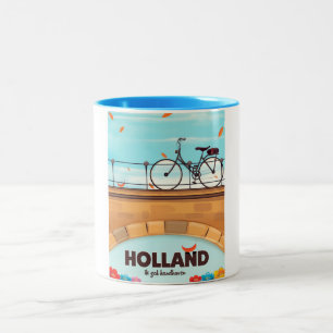 Caneca De Café Em Dois Tons Cartaz de viagem de bicicleta "Ik zal handhaven" d
