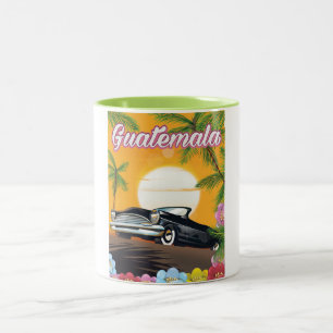 Caneca De Café Em Dois Tons Cartaz de viagem de carro antigo da Guatemala
