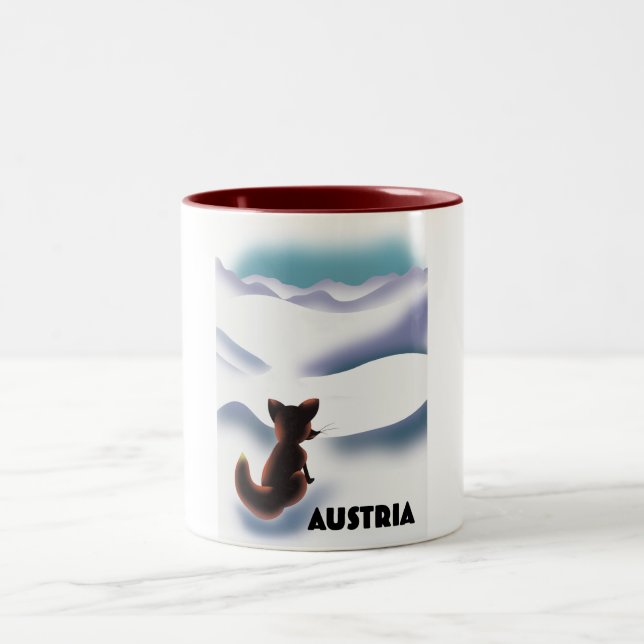 Caneca De Café Em Dois Tons Cartaz de viagem de esqui da Áustria (Centro)