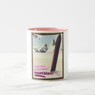 Caneca De Café Em Dois Tons cartaz de viagem de mont blanc Snowboarding.