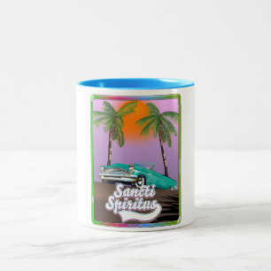 Caneca De Café Em Dois Tons cartaz de viagem de Sancti Spiritus Cuba.