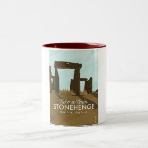 Caneca De Café Em Dois Tons Cartaz de viagem de trem para Stonehenge Wiltshire