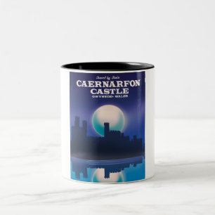 Caneca De Café Em Dois Tons Cartaz de viagem do Castelo de Caernarfon, Gwynedd