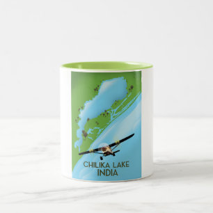 Caneca De Café Em Dois Tons Cartaz de viagem do Lago Chilika Índia
