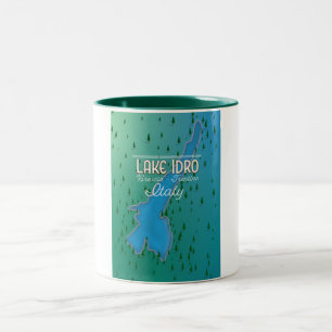 Caneca De Café Em Dois Tons Cartaz de viagem do Lago Idro Itália