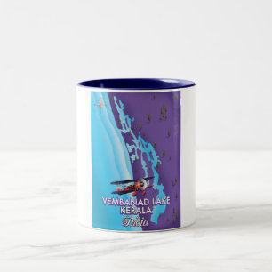 Caneca De Café Em Dois Tons Cartaz de viagem do Lago Vembanad, Índia