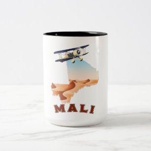 Caneca De Café Em Dois Tons Cartaz de viagem do mapa antigo do Mali