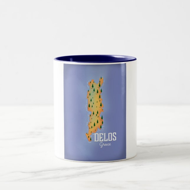 Caneca De Café Em Dois Tons Cartaz de viagem do mapa da Grécia Delos (Centro)