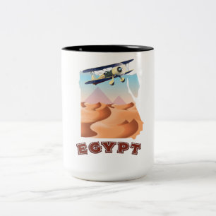 Caneca De Café Em Dois Tons Cartaz de viagem do mapa do Egito antigo