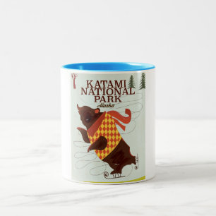 Caneca De Café Em Dois Tons Cartaz de viagem do Parque Nacional Katami Alasca