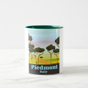 Caneca De Café Em Dois Tons Cartaz de viagem do Piemonte Itália