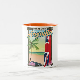 Caneca De Café Em Dois Tons cartaz de viagem do Território Britânico de Anguil