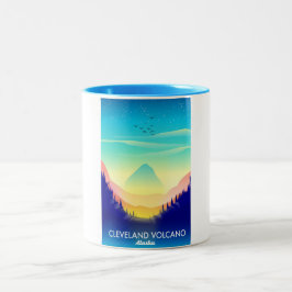 Caneca De Café Em Dois Tons Cartaz de viagem do vulcão Cleveland Alasca