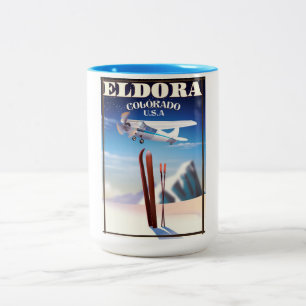 Caneca De Café Em Dois Tons Cartaz de viagem Eldora Colorado.