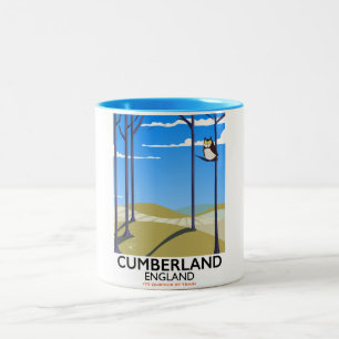 Caneca De Café Em Dois Tons Cartaz de viagem estilo vintage de Cumberland, Ing