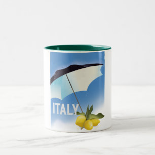 Caneca De Café Em Dois Tons Cartaz de viagem estilo vintage limões da Itália