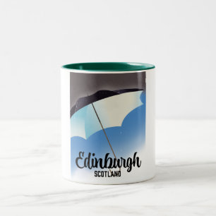 Caneca De Café Em Dois Tons Cartaz de viagem guarda-chuva Edimburgo Escócia