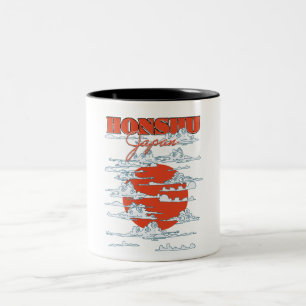 Caneca De Café Em Dois Tons Cartaz de viagem Honshu Japão