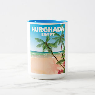 Caneca De Café Em Dois Tons Cartaz de viagem Hurghada Egito
