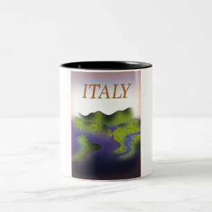 Caneca De Café Em Dois Tons Cartaz de viagem paisagem estilo vintage Itália.