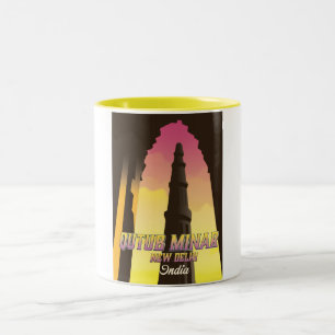 Caneca De Café Em Dois Tons Cartaz de viagem Qutub Minar Nova Deli Índia