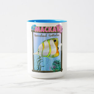 Caneca De Café Em Dois Tons Cartaz de viagem tropical Mackay Austrália