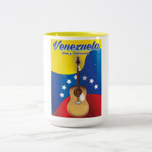 Caneca De Café Em Dois Tons Cartaz de viagem Venezuela Dios y Federación