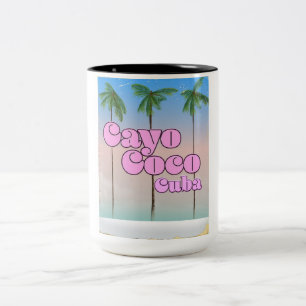 Caneca De Café Em Dois Tons Cartaz de viagem vintage Cayo Coco Cuba