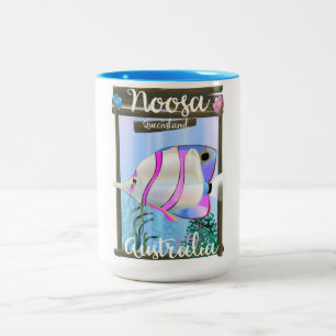 Caneca De Café Em Dois Tons Cartaz de viagem vintage Noosa Austrália