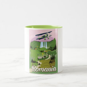 Caneca De Café Em Dois Tons cartaz de viagem vintage romeno