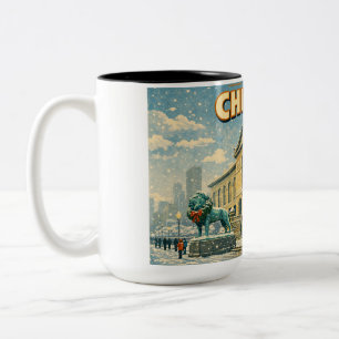 Caneca De Café Em Dois Tons cartaz do Instituto de Arte de Chicago no inverno