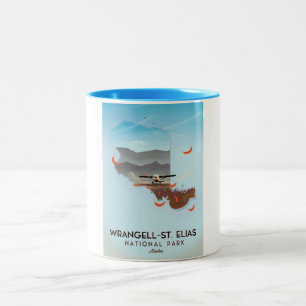 Caneca De Café Em Dois Tons Cartaz do Parque Nacional Wrangell-St. Elias Alasc