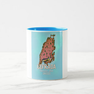 Caneca De Café Em Dois Tons Cartaz do viagem da piscina de Lefkada