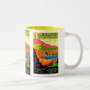 Caneca De Café Em Dois Tons Cartaz do viagem do chinês do vintage de Kuling