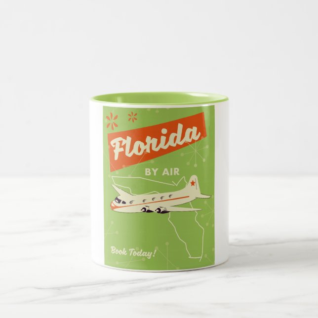 Caneca De Café Em Dois Tons Cartaz retro do Estado da Flórida. (Centro)