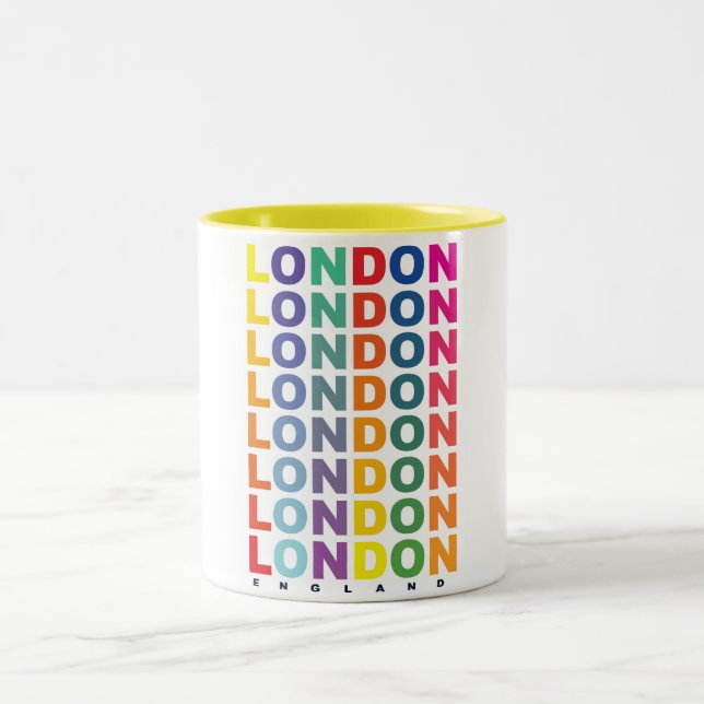Caneca De Café Em Dois Tons Cartaz retro Londres Inglaterra (Centro)