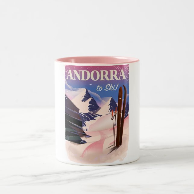 Caneca De Café Em Dois Tons Cartaz vintage de Esqui de Andorra (Centro)