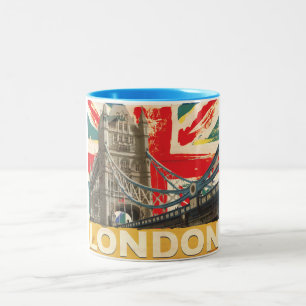 Caneca De Café Em Dois Tons Cartaz Vintage Londres