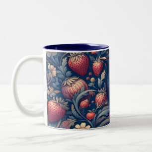 Caneca De Café Em Dois Tons Carteira de Padrão de Fruta de Morango Vintage