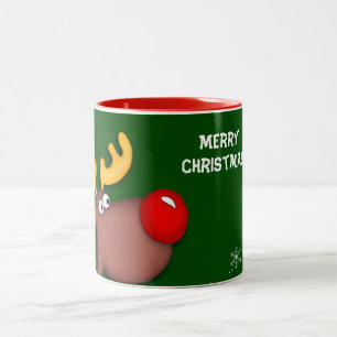 Caneca De Café Em Dois Tons Cartões de natal Rudolf