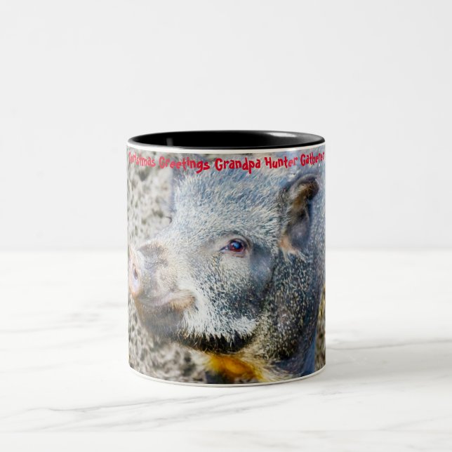 Caneca De Café Em Dois Tons Cartões de natal Vovô Hunter Gatherer (Centro)